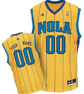 Men & Youth Customized New Orleans Hornets Yellow Jersey-0